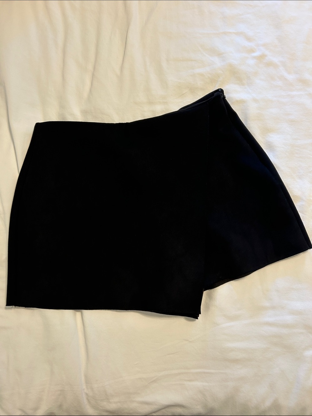 Zara Black Faux Suede Women's Asymmetric Skort Skirt Shorts Size M